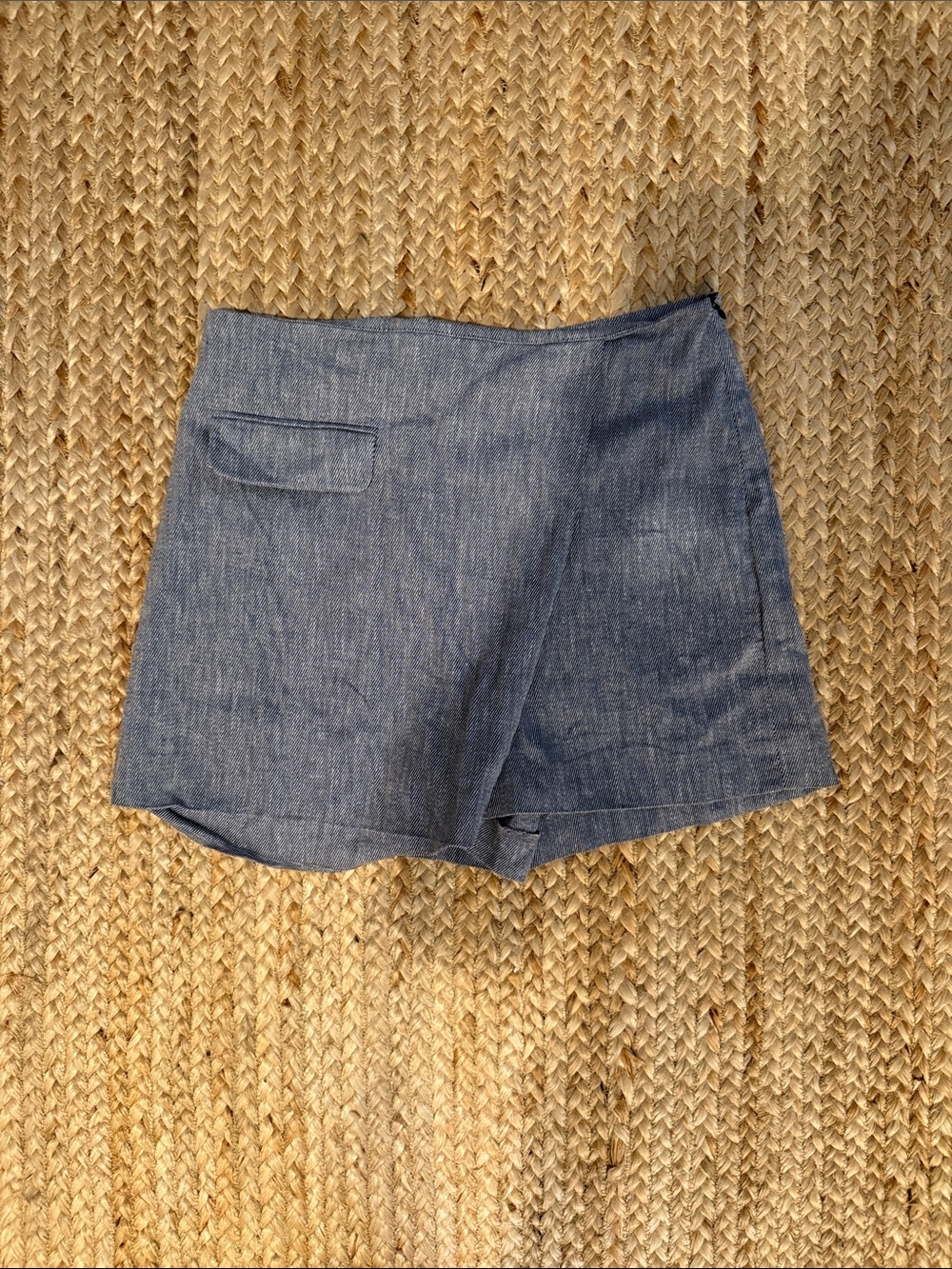 Reserved Blue Wrap-Style Skort